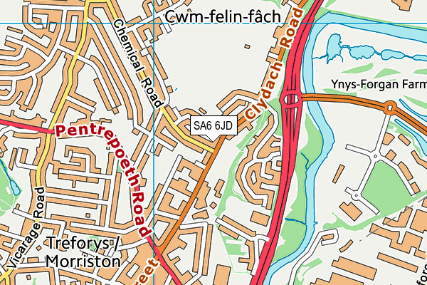 SA6 6JD map - OS VectorMap District (Ordnance Survey) SA6 6JD map - OS VectorMap District (Ordnance Survey)