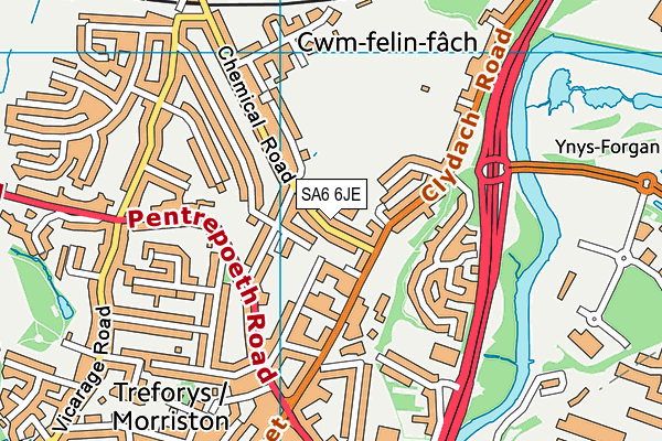 SA6 6JE map - OS VectorMap District (Ordnance Survey) SA6 6JE map - OS VectorMap District (Ordnance Survey)