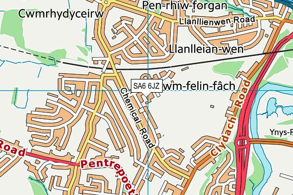 SA6 6JZ map - OS VectorMap District (Ordnance Survey) SA6 6JZ map - OS VectorMap District (Ordnance Survey)