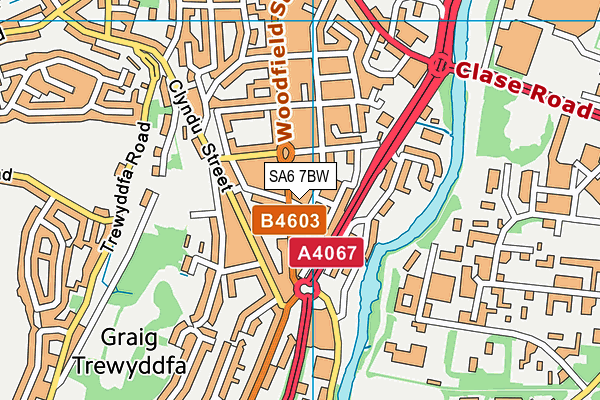 SA6 7BW map - OS VectorMap District (Ordnance Survey) SA6 7BW map - OS VectorMap District (Ordnance Survey)