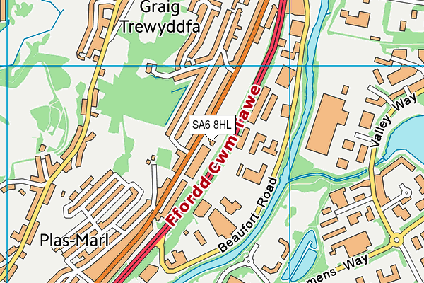 SA6 8HL map - OS VectorMap District (Ordnance Survey) SA6 8HL map - OS VectorMap District (Ordnance Survey)