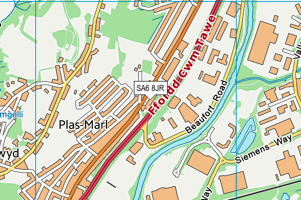 SA6 8JR map - OS VectorMap District (Ordnance Survey) SA6 8JR map - OS VectorMap District (Ordnance Survey)