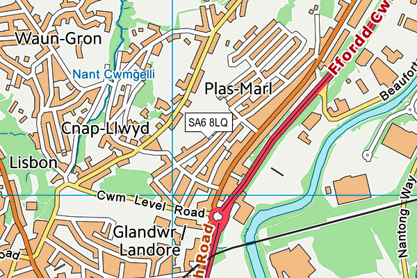 SA6 8LQ map - OS VectorMap District (Ordnance Survey) SA6 8LQ map - OS VectorMap District (Ordnance Survey)
