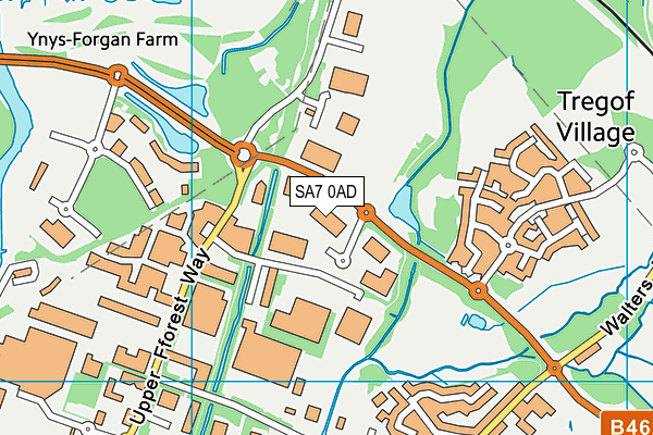 SA7 0AD map - OS VectorMap District (Ordnance Survey) SA7 0AD map - OS VectorMap District (Ordnance Survey)