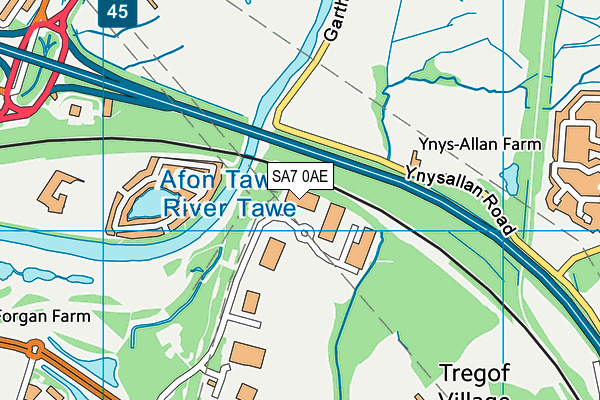 SA7 0AE map - OS VectorMap District (Ordnance Survey) SA7 0AE map - OS VectorMap District (Ordnance Survey)