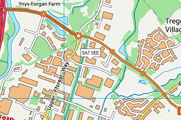 SA7 0EE map - OS VectorMap District (Ordnance Survey) SA7 0EE map - OS VectorMap District (Ordnance Survey)