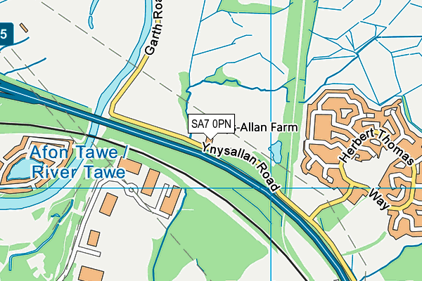 SA7 0PN map - OS VectorMap District (Ordnance Survey) SA7 0PN map - OS VectorMap District (Ordnance Survey)