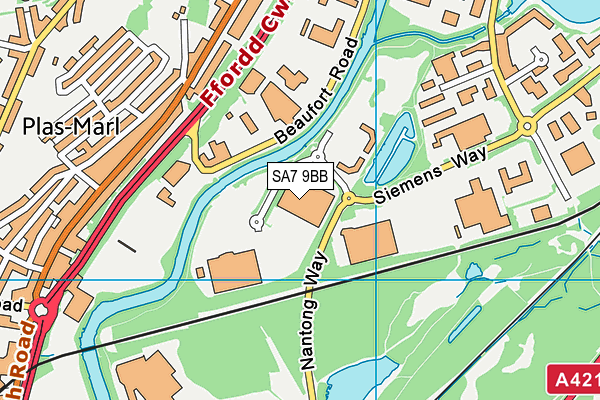 SA7 9BB map - OS VectorMap District (Ordnance Survey) SA7 9BB map - OS VectorMap District (Ordnance Survey)