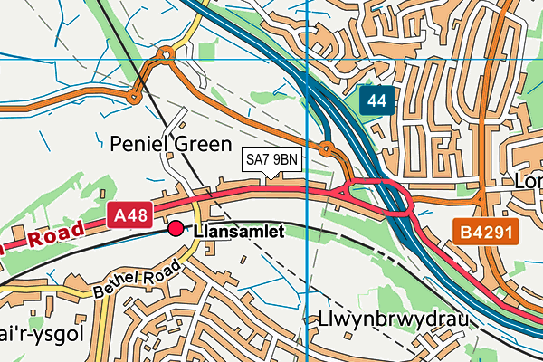 SA7 9BN map - OS VectorMap District (Ordnance Survey) SA7 9BN map - OS VectorMap District (Ordnance Survey)