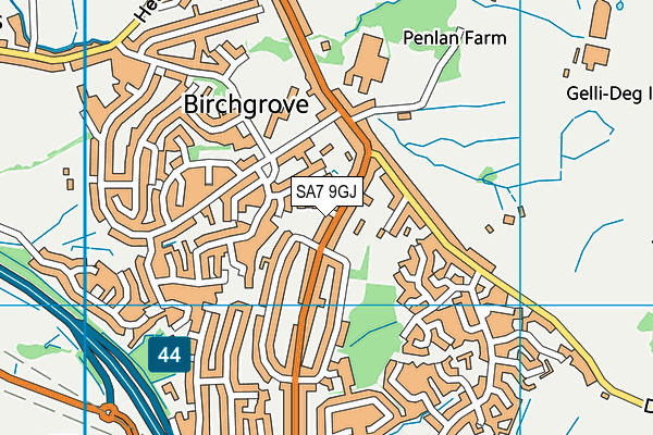 SA7 9GJ map - OS VectorMap District (Ordnance Survey) SA7 9GJ map - OS VectorMap District (Ordnance Survey)