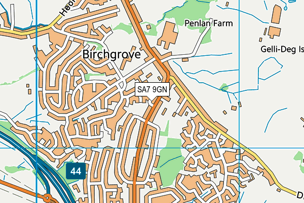 SA7 9GN map - OS VectorMap District (Ordnance Survey) SA7 9GN map - OS VectorMap District (Ordnance Survey)