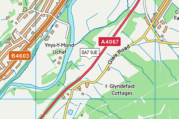 SA7 9JE map - OS VectorMap District (Ordnance Survey) SA7 9JE map - OS VectorMap District (Ordnance Survey)