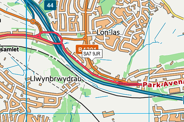 SA7 9JR map - OS VectorMap District (Ordnance Survey) SA7 9JR map - OS VectorMap District (Ordnance Survey)