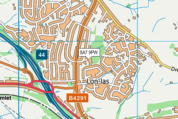 SA7 9PW map - OS VectorMap District (Ordnance Survey) SA7 9PW map - OS VectorMap District (Ordnance Survey)