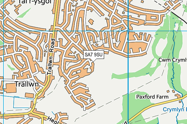 SA7 9SU map - OS VectorMap District (Ordnance Survey) SA7 9SU map - OS VectorMap District (Ordnance Survey)