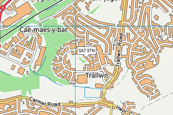 SA7 9TN map - OS VectorMap District (Ordnance Survey) SA7 9TN map - OS VectorMap District (Ordnance Survey)