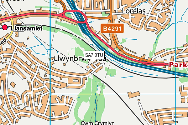 SA7 9TU map - OS VectorMap District (Ordnance Survey) SA7 9TU map - OS VectorMap District (Ordnance Survey)