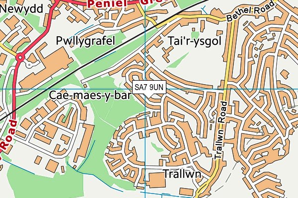 SA7 9UN map - OS VectorMap District (Ordnance Survey)
