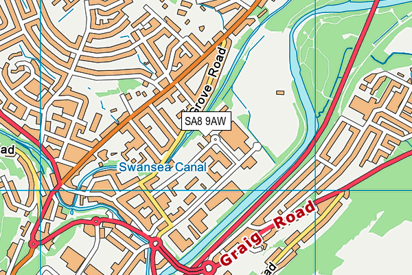 SA8 9AW map - OS VectorMap District (Ordnance Survey)