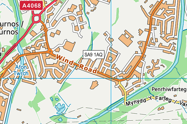 SA9 1AQ map - OS VectorMap District (Ordnance Survey)