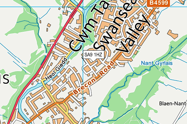 SA9 1HZ map - OS VectorMap District (Ordnance Survey)
