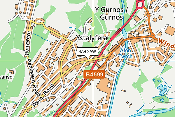 SA9 2AW map - OS VectorMap District (Ordnance Survey) SA9 2AW map - OS VectorMap District (Ordnance Survey)