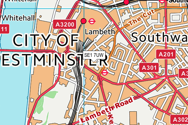 SE1 7UW map - OS VectorMap District (Ordnance Survey)
