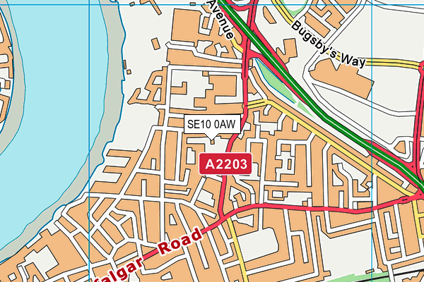 SE10 0AW map - OS VectorMap District (Ordnance Survey)