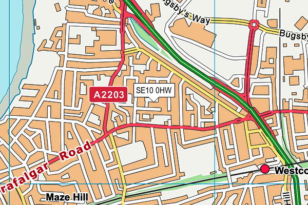 SE10 0HW map - OS VectorMap District (Ordnance Survey)