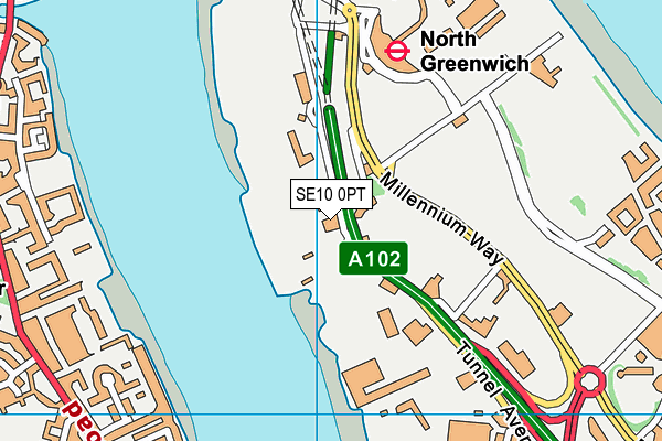 SE10 0PT map - OS VectorMap District (Ordnance Survey)