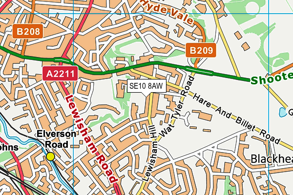 SE10 8AW map - OS VectorMap District (Ordnance Survey)