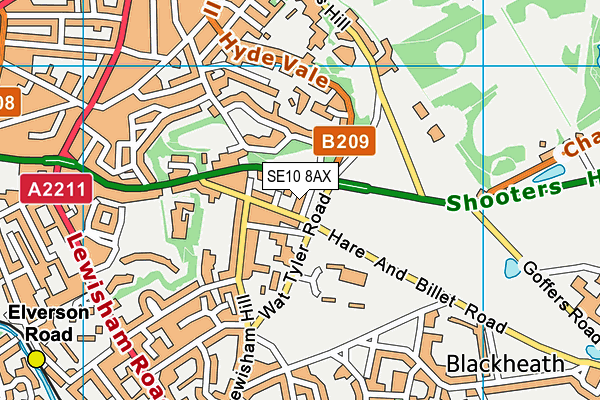 SE10 8AX map - OS VectorMap District (Ordnance Survey)