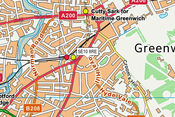 SE10 8RE map - OS VectorMap District (Ordnance Survey)