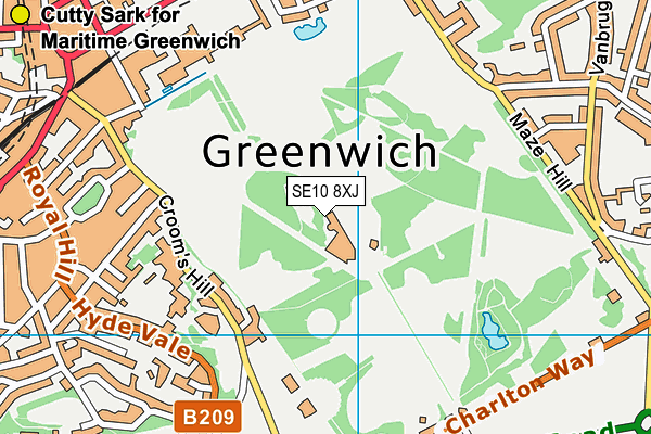 SE10 8XJ map - OS VectorMap District (Ordnance Survey)