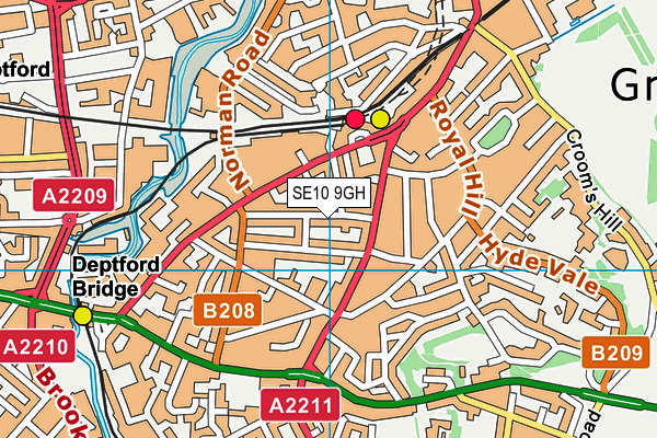 SE10 9GH map - OS VectorMap District (Ordnance Survey) SE10 9GH map - OS VectorMap District (Ordnance Survey)