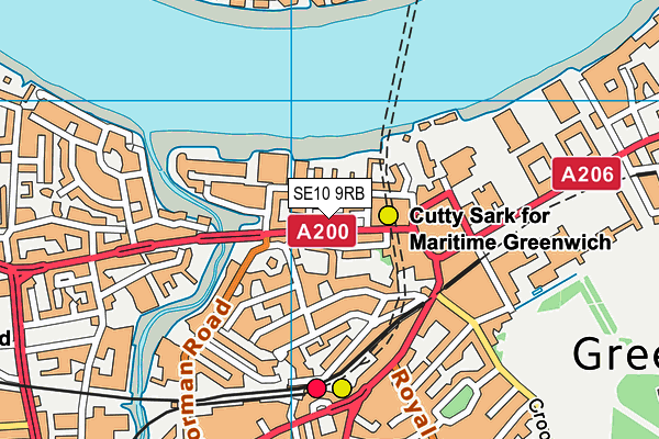 SE10 9RB map - OS VectorMap District (Ordnance Survey)