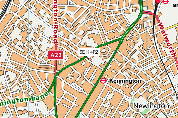 SE11 4RZ map - OS VectorMap District (Ordnance Survey) SE11 4RZ map - OS VectorMap District (Ordnance Survey)