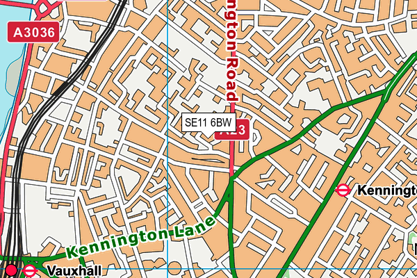 SE11 6BW map - OS VectorMap District (Ordnance Survey) SE11 6BW map - OS VectorMap District (Ordnance Survey)
