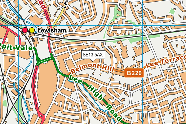 SE13 5AX map - OS VectorMap District (Ordnance Survey)