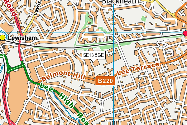 SE13 5GE map - OS VectorMap District (Ordnance Survey)