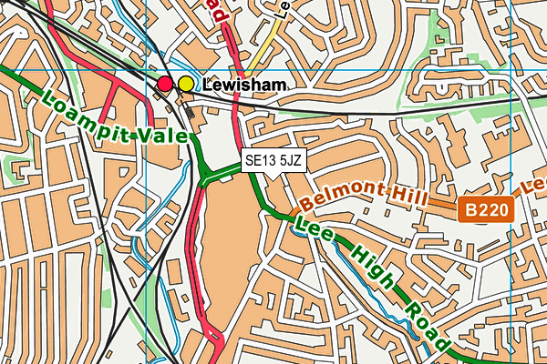 SE13 5JZ map - OS VectorMap District (Ordnance Survey) SE13 5JZ map - OS VectorMap District (Ordnance Survey)