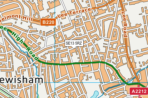 SE13 5RZ map - OS VectorMap District (Ordnance Survey) SE13 5RZ map - OS VectorMap District (Ordnance Survey)