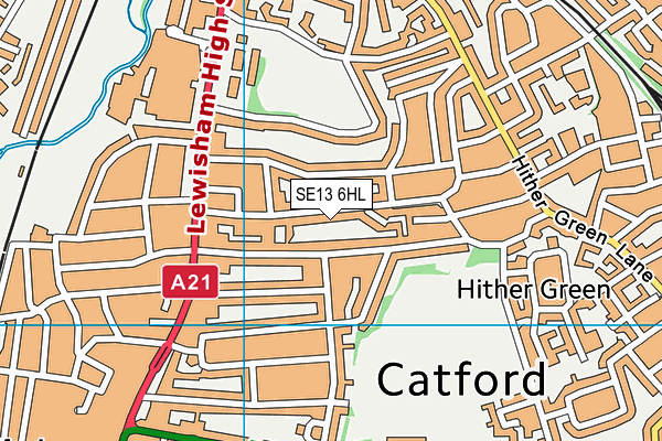 SE13 6HL map - OS VectorMap District (Ordnance Survey)