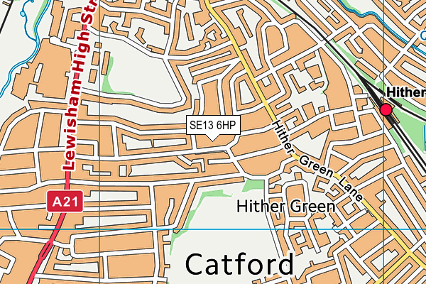 SE13 6HP map - OS VectorMap District (Ordnance Survey)