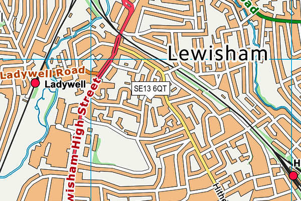 SE13 6QT map - OS VectorMap District (Ordnance Survey) SE13 6QT map - OS VectorMap District (Ordnance Survey)