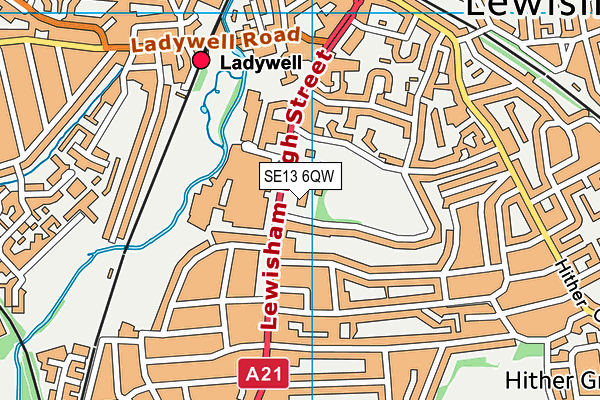 SE13 6QW map - OS VectorMap District (Ordnance Survey) SE13 6QW map - OS VectorMap District (Ordnance Survey)