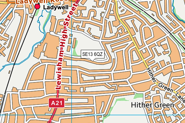 SE13 6QZ map - OS VectorMap District (Ordnance Survey) SE13 6QZ map - OS VectorMap District (Ordnance Survey)