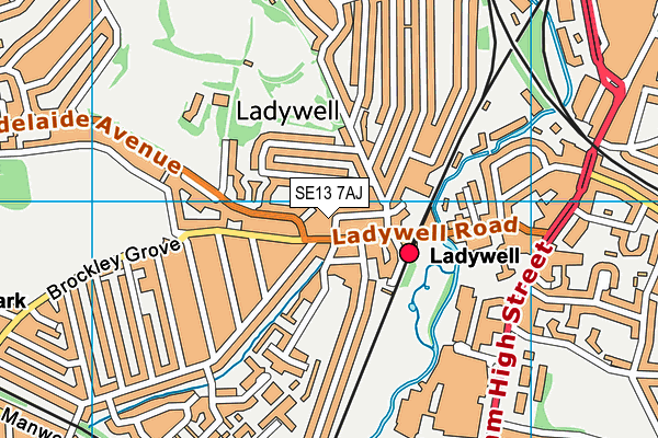 SE13 7AJ map - OS VectorMap District (Ordnance Survey) SE13 7AJ map - OS VectorMap District (Ordnance Survey)
