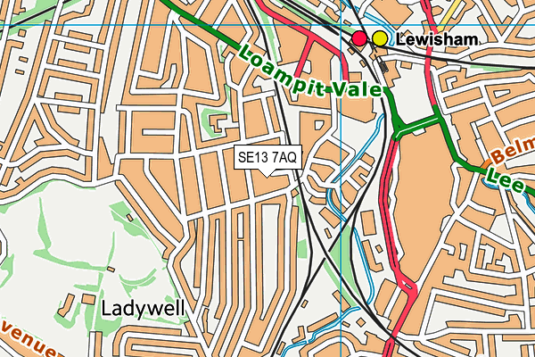 SE13 7AQ map - OS VectorMap District (Ordnance Survey) SE13 7AQ map - OS VectorMap District (Ordnance Survey)