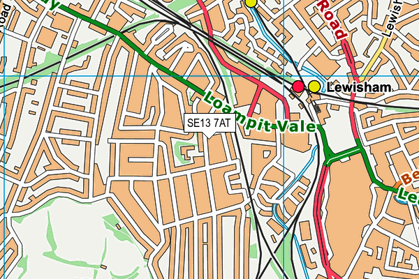 SE13 7AT map - OS VectorMap District (Ordnance Survey)